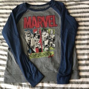 Blue and gray lightweight sweatshirt